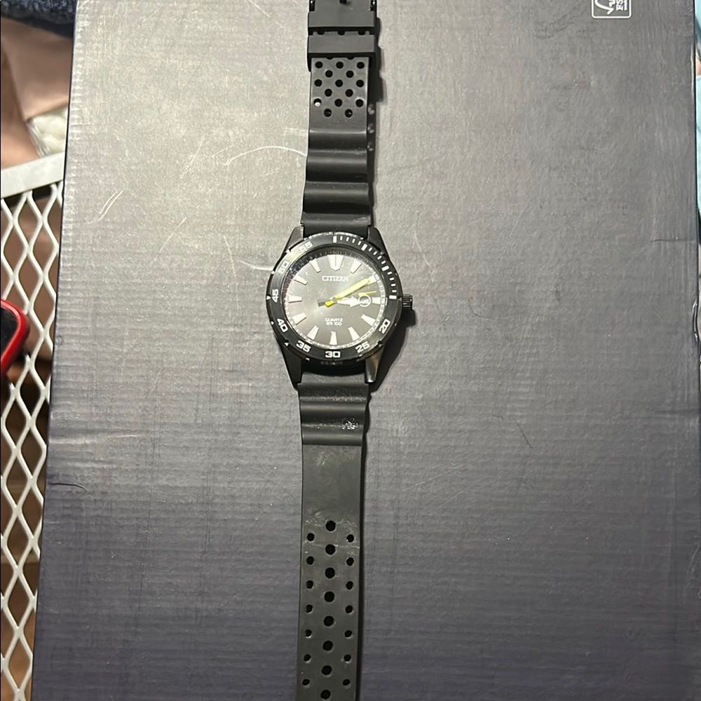 Citizen Black Perforated Strap Watch